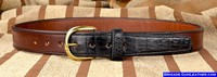 Crocodile trim leather belt