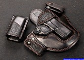 Custom gun holster for a Glock Pistol Black Shark Trim Skin